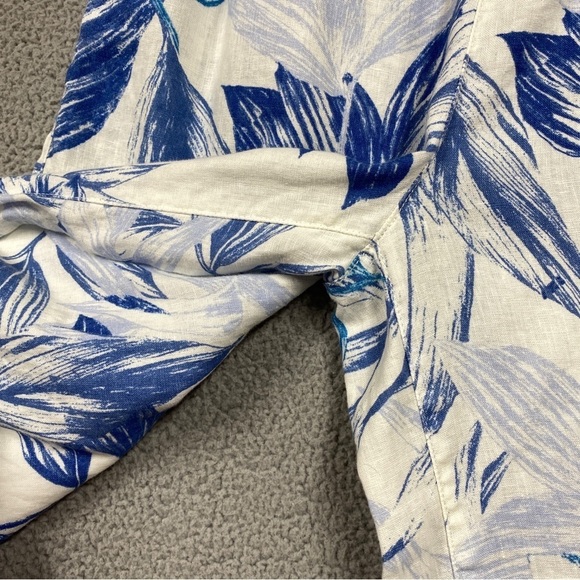 C&C California 100% Linen Tropical Wide Leg Pants Womens Size Large Crop - Picture 3 of 7